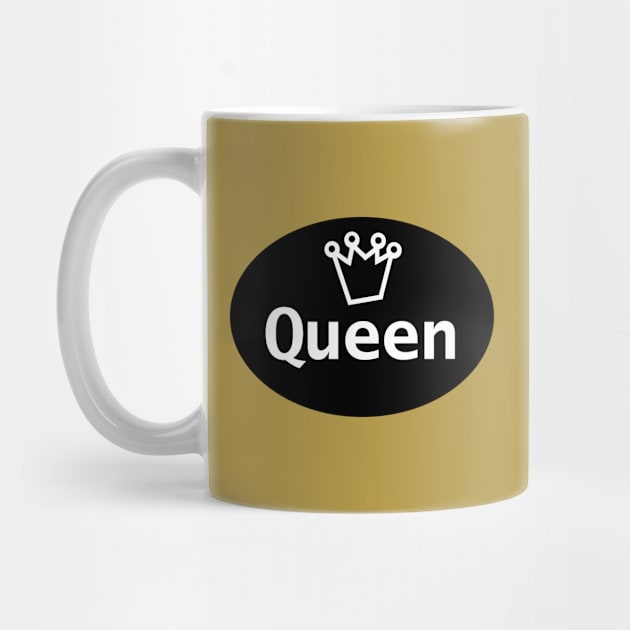 Queen and Crown on Black Oval by ellenhenryart